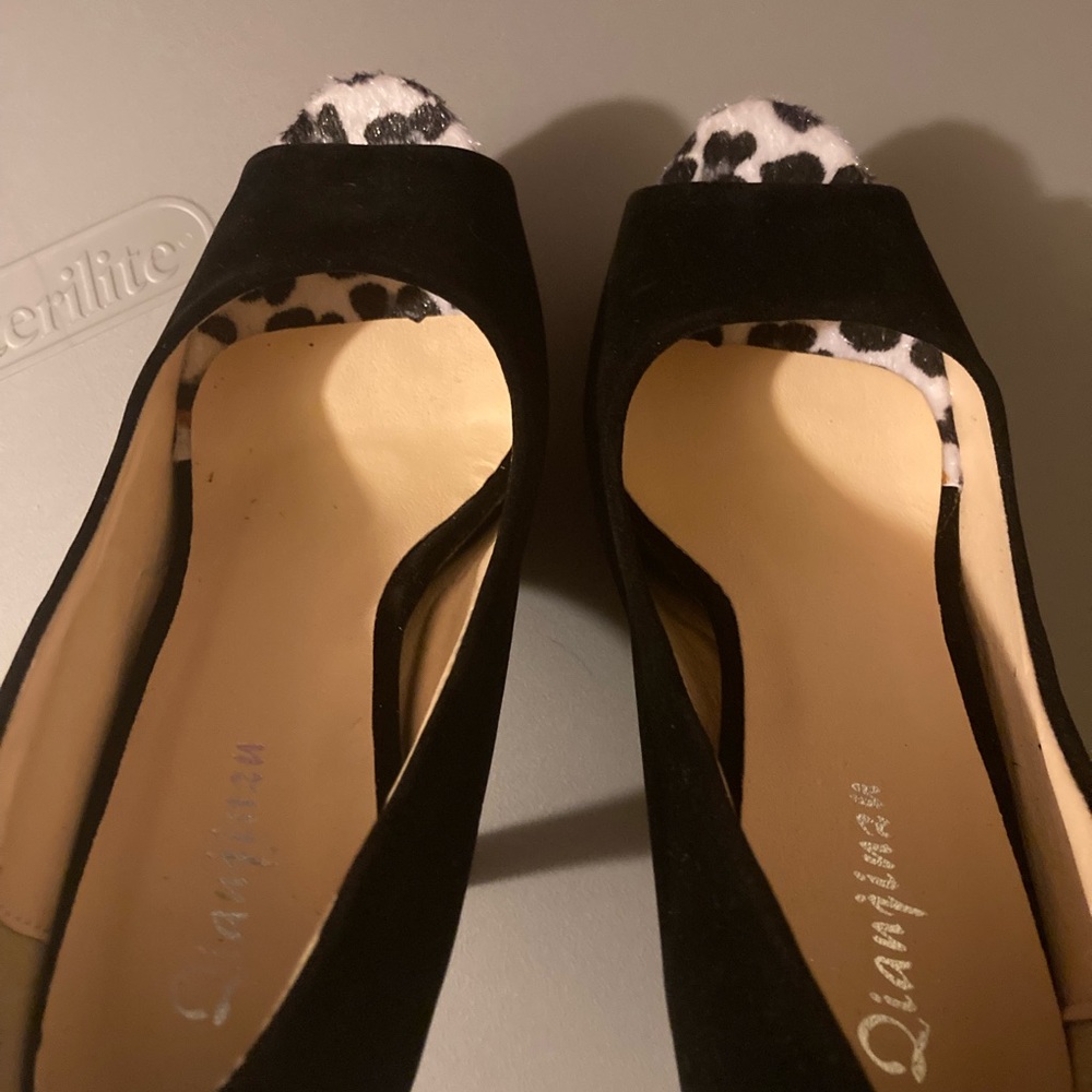 Black and animal print 5” heel with 2” platform - Picture 6 of 11